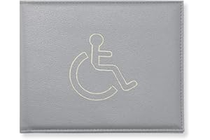 ONE BEST DEAL OBD PU Leather Disabled Badge Holder Wallet Compact Grey Badge Holder for Disabled Drivers Hologram Safe Parking Permit Protector Handicap Disability Card Wallet