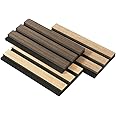 ARMURO Wood Slat Acoustic Panels for Stylish Decor and Noise Reduction, Engineered Oak/Walnut/Smoked Wood Wrapped Soundproof Wall Panels, Samples Pack (3PCS)