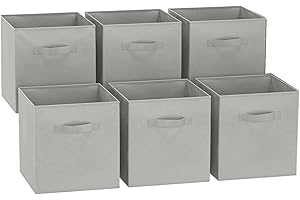GREATOOL Caja de Almacenaje Plegable, Pack 6 Unidades, 31x31x31cm, Cajas organizadoras en Tela, Caja para organizar Ropa, Juguetes y Sábanas en Armarios (6 Unidades, Gris Claro)
