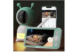 BOIFUN 2K Baby Monitor WiFi, Telecamera 360° con Luci Notturne e Display LCD 5" 3MP, Controllo da App e Monitor, Auto Tracking, Rilevamento Movimento e Suono IA