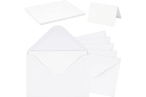 MAXMOC Briefumschläge mit Karten Blanko, 50er Set Umschläge Faltkarten zum Selbstgestalten, Kuvert Doppelkarten für Grußkarten, Einladung, Geburtstagskarten, Dankeskarten (Weiß, 11 * 16cm)