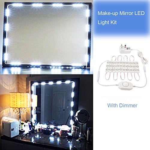 Mirror LED Light Hollywood Style Makeup Mirror Light Kit Dressing Table Light with Power Adapter and Dimmer(30 LEDs, 2m)