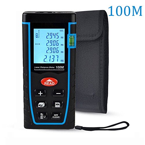 Laser Entfernungsmesser, ieGeek Professional LMTL04 100M Distanzmessgerät Range Finder Entfernung messen Fläche Volumen Messbreich 0,05~100m/±2mm mit LCD Hintergrundbeleuchtung Pythagoreischem Modus, IP54 Staub- und Spritzwasser-Schutz.Volumen / Fläche / Pythagoras / Kontinuierliche Messungen