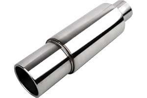 Krtopo 2,5 Pouces/63MM d'admission d'échappement en Acier Inoxydable Turbo d'échappement de Voiture Boîte Arrière Tube d'échappement 14,2Pouces/360MM Longueur Totale