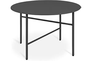 ‎BOMOE bomoe Beistelltisch Outdoor Gartentisch Rund Ø 53 cm Tischplatte Kratzfest – Stabiler Wohnzimmer Couchtisch Leicht In- & Outdoor Balkon Tisch Terrasse – Schwarz Nachttisch Bett Schlafzimmer Finn