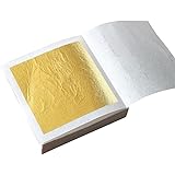 Hileyu Gold Leaf 30 Blatt Echte Blattgold Essbar 24 Karat Goldfolie 4.33 * 4.33cm zum Basteln Lebensmittel Kuchen Backen Tort