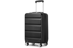 KONO Koffer Trolley Handgepäck Kabinenkoffer Leichte Hartschalengepäck mit TSA-Schloss und doppelte Spinnrollen für Reisen und Business 55x35x22cm, Schwarz