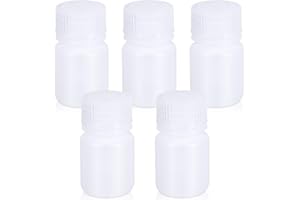 UMETASS Kunststoff-Flasche mit breiter Öffnung, Labor-Reagenzflasche, Versiegelt, Auslaufsicher, Durchscheinend, HDPE-Flasche für Pillenflaschen, Wasserprobenflaschen (5 Stück, 30ml)