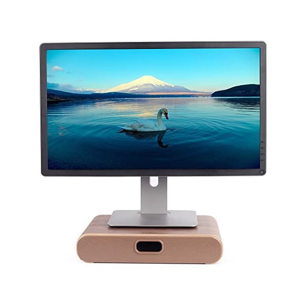 SAMDI Universal Wooden Computer Monitor Stand with Drawer Heighen Dock Holder Rise Stand Display Bracket for iMac PC Desktop - Image 4