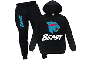 Forlcool Famous YouTube Gamer Logo Ripped Lightning Cat Printed Hoodie and Pants 2pcs/Sets Trousers and Top Tracksuits for Boys Girls Ages 3-13