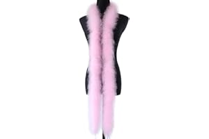 Fearafts Boas en plumes de dinde de de marabout duveteuses pour châle, blanc, long ruban, décoration de fête de mariage, accessoires pour sapin de Noël plumes, 22 g (rose)