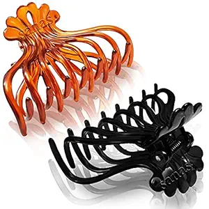 Sanas Hair Clips For Women 2 Pieces Claw Clip Butterfly Clips Large Hair Clips Hair Accessories For Women Girls Women Accessories Clutchers For Hair Claw Clips Korean Clutch Black and Brown Combo Of 2