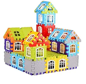 MANAKI ENTERPRISE My Happy House Building Blocks Toys for Kids, Boys & Girls with Attractive Windows and Smooth Rounded Edges (Multi, 72 Blocks + 35 Windows, for Age 3+ Years)