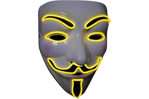 SOUTHSKY LED Mascara Disfraz de Luces Neon Led Brillante V Vendetta Mask EL Wire Light Up For Halloween Costume Cosplay Party