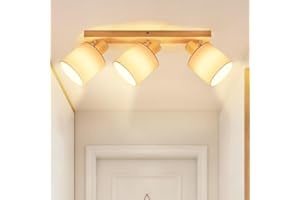 Lichtmaler Lampa Sufitowa Salon Drewno E14-3 Reflektor Orientable Led Wewnętrzna Retro Lampa Ścienna Rustykalna Ściana do Sypialni Kuchni Jadalni Przedpokoju, Żarówka NIE W zestawie