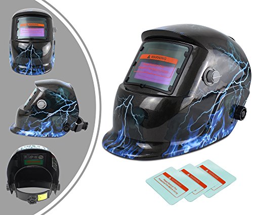 Selbstverdunkelnder Schweißhelm, Solarbetriebener automatischer Schweißhelm, Blitzemuster, Mit 3 extra Linse