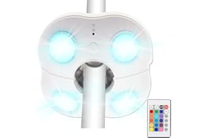 HONWELL LED Parasol Light Outdoor Patio Umbrella Light Battery Operated 16 RGB Colours Changing Dimmable Garden Umbrella Light Warm White Remote Controlled(White)