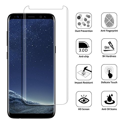Samsung Galaxy S8,Linboll Panzerglas Displayschutzfolie für Samsung Galaxy S8 mit Härtegrad 9h Abgerundete Kanten (2.5D)[Hohe Transparenz][Fingerabdruck-frei][Blasenfrei] - 2