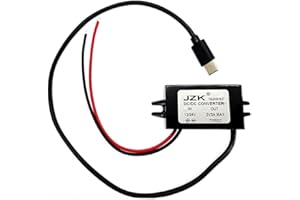 JZK Convertidor de Potencia para Coche CC 12V/24V a 5V 3A - Reductor de Voltaje 15W con Conector Adaptador Tipo C - Regulador de Voltaje CC