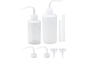 Episkey 2 Stück Spritzflasche 250ml 500ml, Kunststoff Squeeze Flasche Laborflasche Waschflasche aus LDPE Material, Quetschflasche für Laborreinigung Pflanzenbewässerung (Weiß, 250ml+500ml)