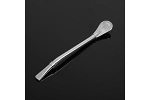 RAGUSO Metalowe słomki wielokrotnego użytku słomki do picia ze stali nierdzewnej srebrny kolor Yerba Mate słomka do picia herbaty bombillas słomki z filtrem tykwy do koktajli mlecznych gorących napojów