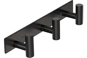 WUIVIUT Heavy Duty Hook Clothes Rack Stainless Steel T-Shape Coat Hook, 11.5 Inch Coat Hooks Wall Mounted, 29.5cm Hanging Rack for Home Storage (Black,3 Hooks)