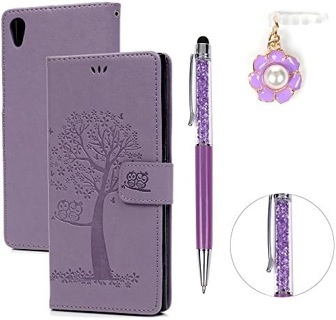 Sony Xperia XA1 Ultra Phone Case, iAdvantec Owl Embossed Sony XA1 Ultra PU Leather Cases with Cute Stickers Card Holder Wallet Stand Flip Covers Shockproof Protective Skins for Sony Xperia XA1 Ultra Purple