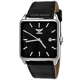 Elegante NY London Business Herren-Uhr Analog Quarz Leder Armband-Uhr Schwarz Silber mit Datumsanzeige Schwarzes Carbon Ziffernblatt