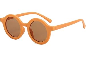 Aiweijia Kinder Sonnenbrille Retro Sonnenbrille Kinder Sonnenbrille UV-Schutz Kinder Brille Runde Kunststoffrahmen Sonnenbrille für Mädchen Jungen