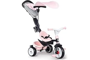 Smoby - Tricycle Baby Driver Plus Rose - Vélo Evolutif Enfant Dès 10 Mois - Roues Silencieuses - Frein de Parking - 741501