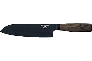 Rockingham Forge Coltello Santoku Forester Series 7" - Lama in acciaio inox con rivestimento in ossido nero ergonomico manico in legno coltello giapponese, RF-6183P