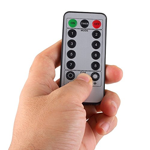 EchoSari 11M 100 LED Outdoor LED String Lichterkette Batterie betrieben mit Fernbedienung (dimmbar, Timer, 8 Betriebsarten) wasserdicht IP65 für Weihnachtsbaum- Party Hochzeits Events (Warmes Weiß) - 5