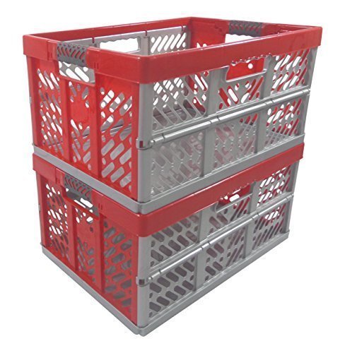 2 x Profi - Klappbox TÜV zert. 45 L bis 50 kg silber / rot Faltbox Kunststoff Box Kiste