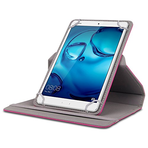 Original UC-Express® Robuste Tablet Schutzhülle für Ihr Huawei MediaPad T1 10.0 Tablet aus hochwertigem Kunstleder mit praktischer Standfunktion kombiniert Schutz und Design Schutztasche Stand Tasche Cover Case Etui, Farben:Pink - 3