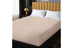 Utopia Bedding Protector de colchón Acolchado 150x200 cm, Microfibra - Transpirable, Funda para colchon estira hasta 38 cm de Profundidad (Cama 150, Beige)