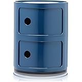 Kartell Componibili Contenitore 2 Elementi, Base Tonda, ABS, Blu, 32 x 32 x 40 cm