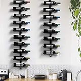 Yaheetech Porte Bouteille Mural Métalique Étagère à Vin pour 10 Bouteilles Cave Resto Maison 126cm Noir