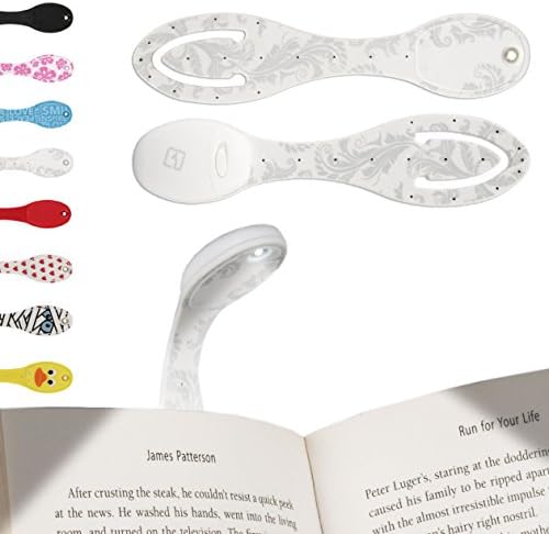Book Light for Reading in Bed - Clip on LED Reading Light &amp; Bookmark - Batteries Included - Great Birthday &amp; Christmas Gifts for Book Lovers - White