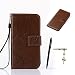 Produktbild Huawei Y6 II Compact / Huawei Y5 II Hülle, Huawei Y6 II Compact / Huawei Y5 II Schutzhülle, Alfort 3 in 1 Lederhülle Fashion Design Premium PU Leder Hohe Qualität Tasche Case Cover Kasten Abdeckung Wallet für Huawei Y6 II Compact / Huawei Y5 II 5.0" Smartphone Funktion Standfunktion Unterstützte Telefone und Magnetverschluss mit Schmetterling ( Dunkelbraun ) + Alfort Schwarz Stylus Pen + Netter Staub Stecker