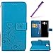 Produktbild HMTECH Huawei Mate 10 Pro Hülle Prägung Clover Blumen PU Lederhülle Flip Hülle im Bookstyle Cover Schale Slim Fit Soft Silikon Magnetverschluss Schutzhülle PU Leder Hülle Galaxy A6 + 2018,Blue Clover