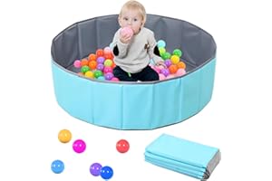 JOAASU Foldable Baby Ball Pit - Waterproof Round Ocean Ball Pool, Portable Kids Play Area, Perfect for Baby Toddler Boys Girls Dogs Cats Indoor Outdoor (Blue)