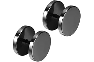 Flongo Boucles d'Oreilles Homme Acier Inoxydable Clous d'Oreilles Rond Large 4-14mm Fantaisie Bijoux Cadeau Couleur Noir