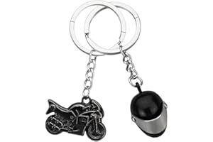 JchEnye 2 Pezzi Portachiavi Auto Decorazione Creativa, Include Portachiavi Moto e Portachiavi Casco Nero per Motociclisti Regalo Portachiavi Moto, Lucky Charms Guidare con Cura, Nero, Moderno/Casual