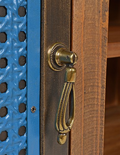 ts-ideen TV-Bank Lowboard HiFi-Schrank Vintage Antik Shabby Design Used Style Massivholz braun zwei Türen mit buntem Muster - 3