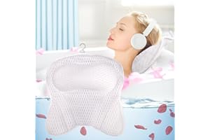 Snarflun Coussin de baignoire, coussin de bain comme coussin de cou et de cou pour baignoire, coussin de bain 4D Air Mesh pour baignoire avec 6 ventouses, coussin de baignoire pour spa à domicile et