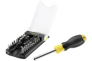 Stanley, Multibit - wkrętak/śrubokręt z zestawem bitów 34 szt., STHT0-70885 | Wygodny uchwyt, magnetyczny uchwyt bitowy, obudowa w zestawie, kompaktowa konstrukcja