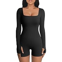 Acheter Combinaison à Manches Longues, Col Carré, Slim, Jambes Larges, Pour Femmes, Haute élasticité, Mode, Body Décontracté, Couleur Unie, Vêtements, 2024, 30648