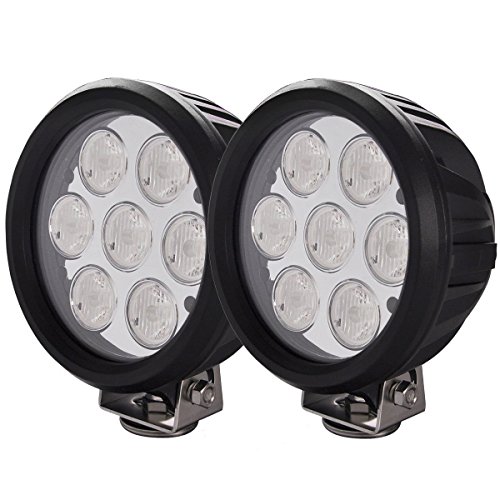 Lightronic2pcs 6inch 70W Cree LED Work Driving Light 7000LM Euro/Flood Beam Round Offroad Lamp ATV 4x4