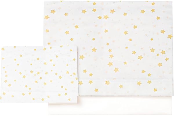 various Babysängkläder 60 x 120 cm, 3 delar, stjärnor beige/vit | 100 % bomull, mjuk och ventilerande för sängen och daglig vila.