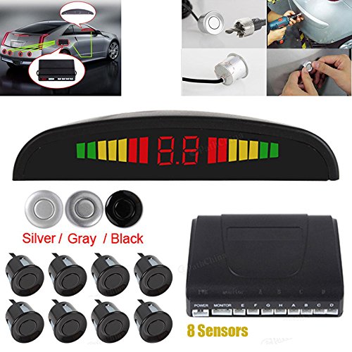 Omnibearing Intelligent Parking Assistance System Contain Visual Digital LED display 8 Sensors (Silver)